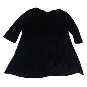 Women’s Black Tunic Top - Orientique Layered Pullover 2X